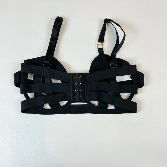 NWOT Victoria's Secret Bra 32DDD Unlined Balconet Strappy Banded Black - Picture 2 of 8